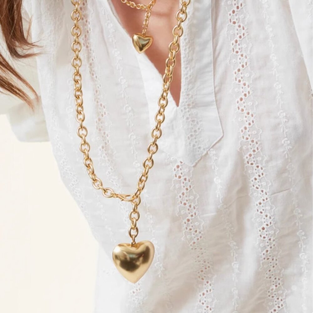 Roxanne Assoulin The Puffy Heart Necklace in Gold - Picture 6 of 9